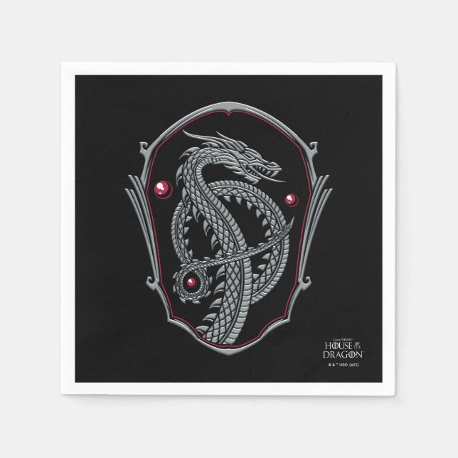 HAUS DES DRAGONS | Silver Dragon Abzeichen Napkins Serviette (Vorderseite)