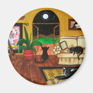 Haus des Katzen-Vollmonds Magnet