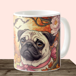 Haus des Mops Hund & Halloween, Herbst, Art Nuovo Kaffeetasse