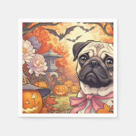 Haus des Mops Hund & Halloween, Herbst, Art Nuovo Serviette