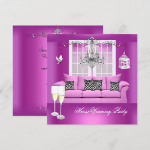 Haus-Einweihung Pink Champagner Kronleuchter Sofa Einladung