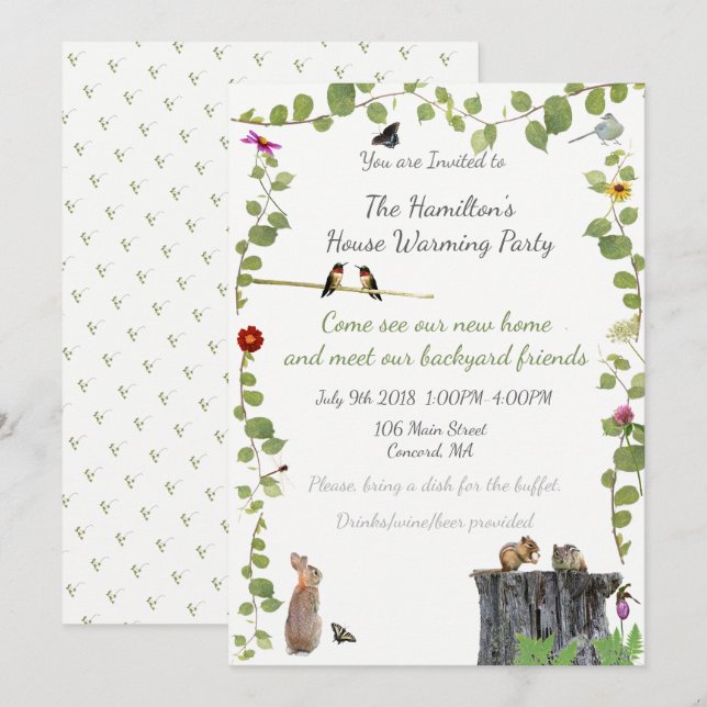 Haus-Erwärmungs-Party im Freien: Einladungen (Vorne/Hinten)