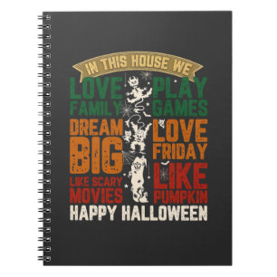 Haus Frohes Halloween Monster Spinnennetze Notizblock