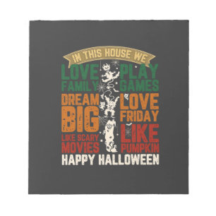 Haus Frohes Halloween Monster Spinnennetze Notizblock