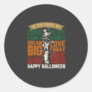 Haus Frohes Halloween Monster Spinnennetze Runder Aufkleber