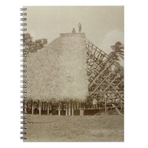 Haus-Gebäude in Samoa-Inseln, c.1875 (Sepia-Foto) Notizblock