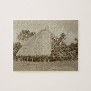 Haus-Gebäude in Samoa-Inseln, c.1875 (Sepia-Foto) Puzzle