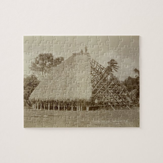 Haus-Gebäude in Samoa-Inseln, c.1875 (Sepia-Foto) Puzzle (Horizontal)