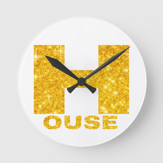 HAUS GOLD & GLITZER DESIGN #2 RUNDE WANDUHR (Vorderseite)