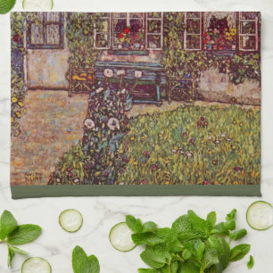 Haus Guardaboschi von Gustav Klimt, Vintage Art Geschirrtuch