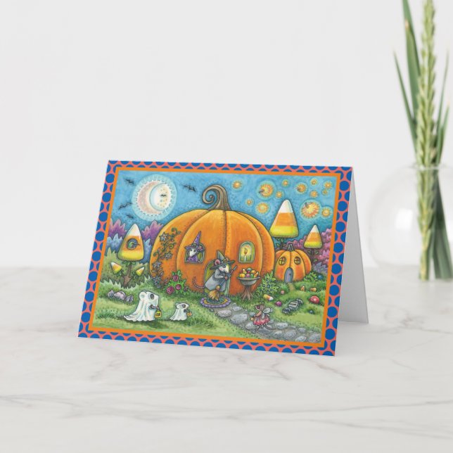 HAUS HALLOWEEN GREETCARD Verse Karte (Vorderseite)