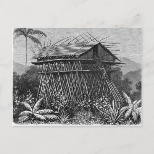 Haus im Dorf Arfak Memiwa, Neue Guinea Postkarte