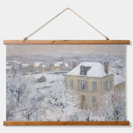 Haus im Winter | Gustave Louseau | Christmas Wandteppich Mit Holzrahmen