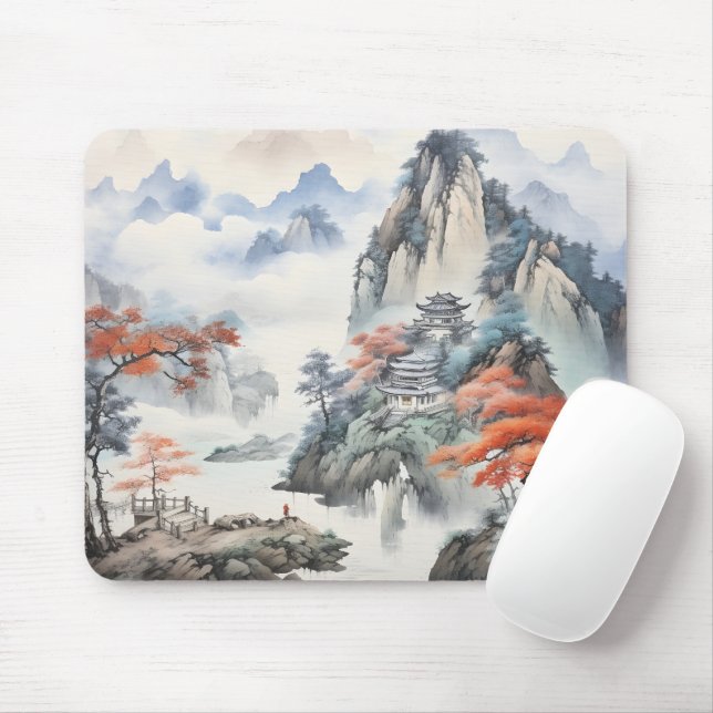 Haus in den Bergen Chinesische Kunst Mousepad (Mit Mouse)