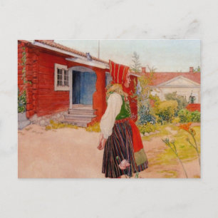 Haus in Falun mit Mädchen Postkarte
