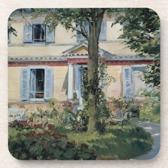 Haus in Rueil by Edouard Manet, Vintage Kunst Untersetzer (Vorderseite)