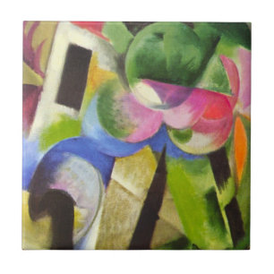 Haus mit Bäumen von Franz Marc, Vintage Fine Art Fliese