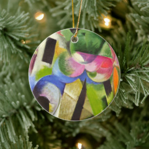 Haus mit Bäumen von Franz Marc, Vintage Fine Art Keramik Ornament