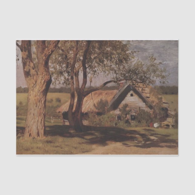 Haus mit Bäumen von Isaac Levitan Seidenpapier (Vorderseite)