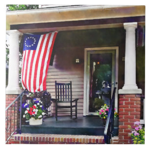 Haus mit Betsy Ross-Flagge Fliese