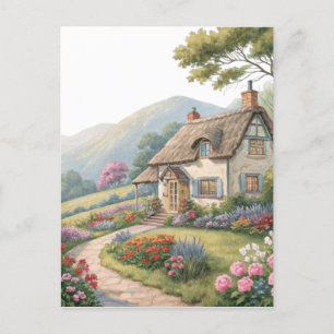 Haus mit Garten Feiertagspostkarte