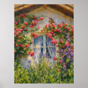 Haus mit Rosen Poster