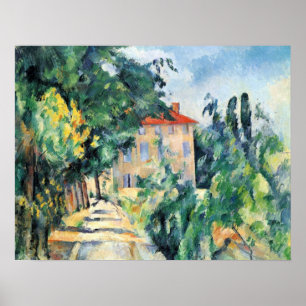 Haus mit rotem Dach durch Paul Cezanne Poster