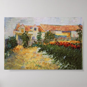 Haus mit Sonnenblumen Van Gogh Fine Art Poster