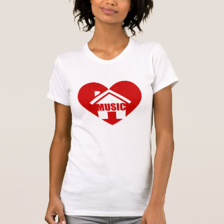 Haus-Musikt-shirt der Liebe I mit rotem Herzen T-Shirt