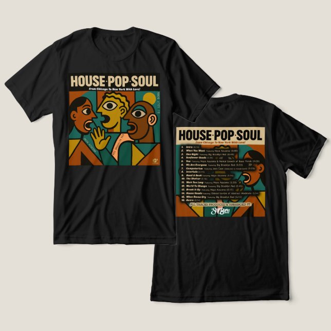 "HAUS, POP, SOUL" T - Shirt Tri-Blend Shirt (Design vorne & hinten)