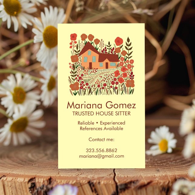 Haus Sitzen Garten Bauernhof Maßgeschneidert Visitenkarte (Housesitter House Sitting Garden Farmhouse Custom Business Card
)