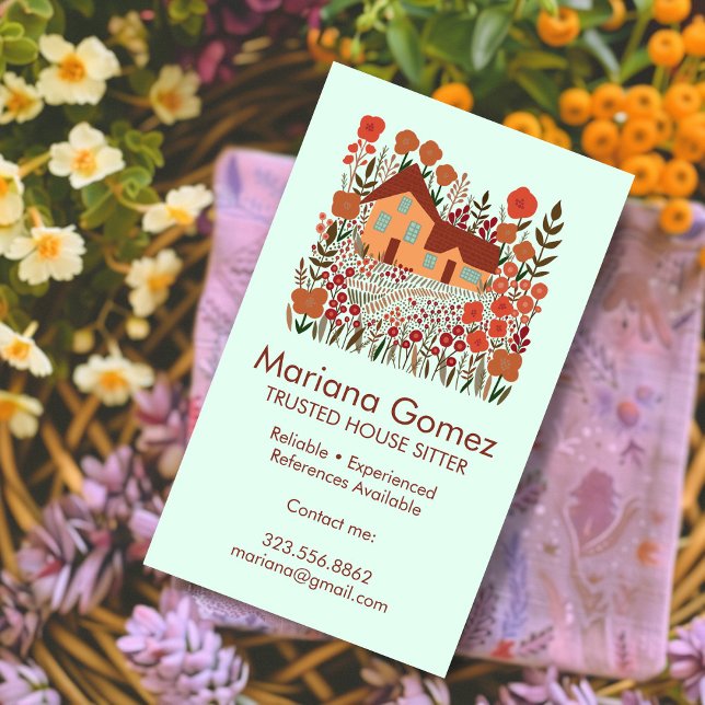 Haus Sitzen Garten Bauernhof Maßgeschneidert Visitenkarte (Housesitter House Sitting Garden Farmhouse Custom Business Card
)