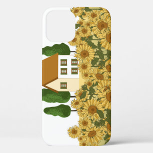 Haus Sonnenblumen Feld Vintage-Illustration Case-Mate iPhone Hülle