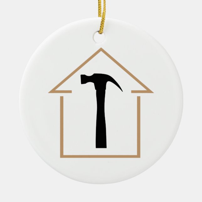 Haus und Hammer Keramik Ornament (Vorne)
