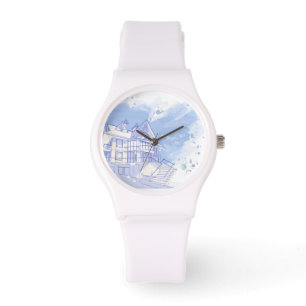 Haus: Watercolor zeichnen Armbanduhr