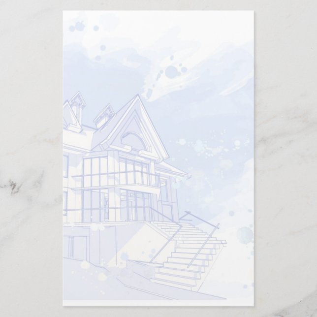 Haus: Watercolor zeichnen Briefpapier (Vorderseite)