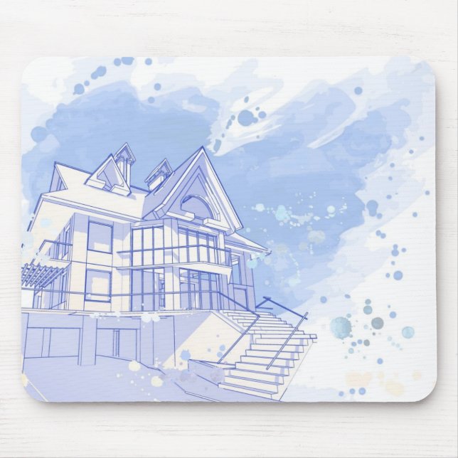 Haus: Watercolor zeichnen Mousepad (Vorne)