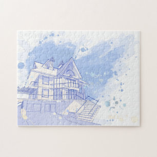 Haus: Watercolor zeichnen Puzzle