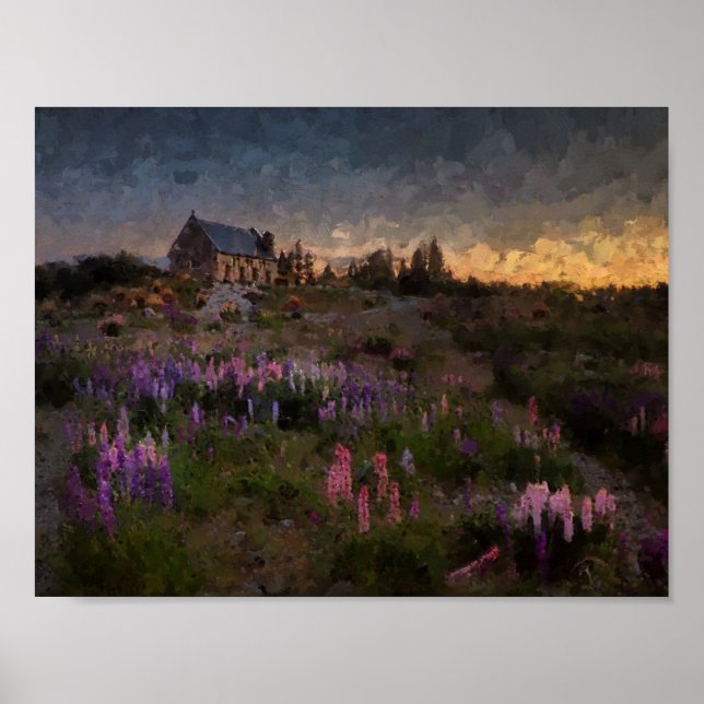 Haus zwischen Lavendel Poster (Vorne)