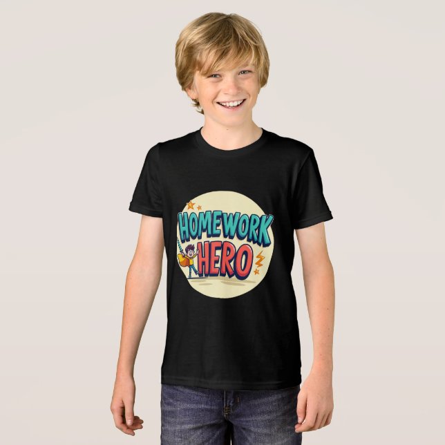 Hausaufgaben Hero: Spaß und Inspirierend Kinder vo Tri-Blend Shirt (Vorderseite voll)