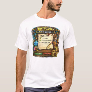 Hausaufgaben-Seitenquest-Gamer T-Shirt