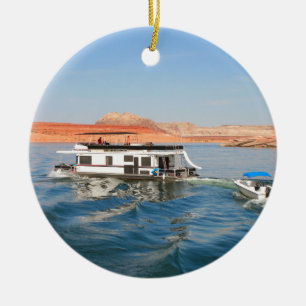 Hausboot, das Wellen, See Powell, Arizona macht Keramikornament