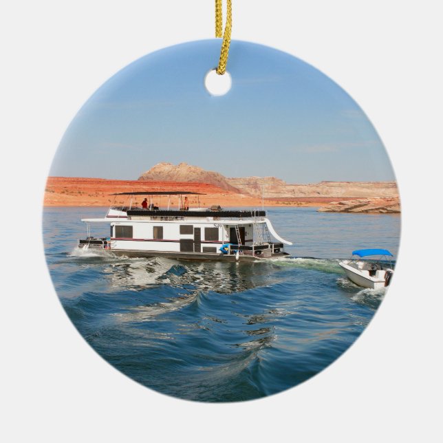 Hausboot, das Wellen, See Powell, Arizona macht Keramikornament (Vorne)