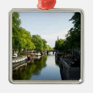 Hausboote am Amsterdamer Kanal Ornament Aus Metall