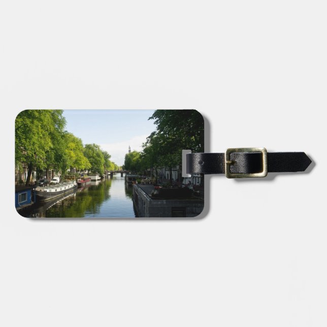Hausboote auf dem Amsterdamer Kanal Gepäckanhänger (Vorderseite horizontal)