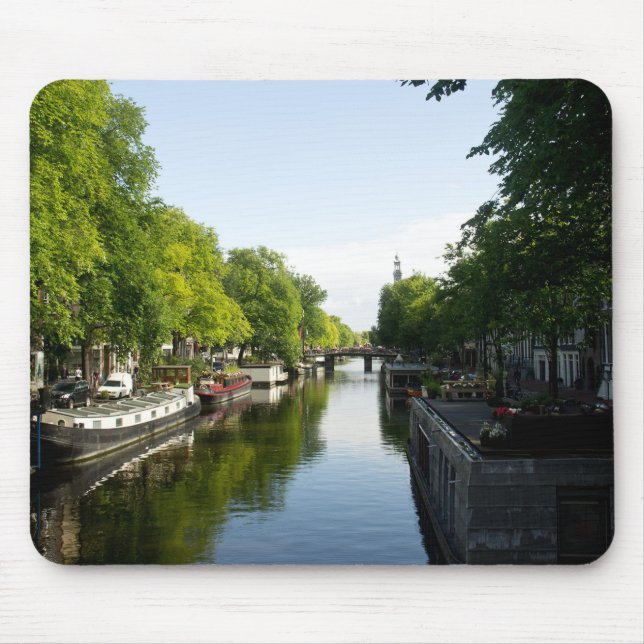 Hausboote auf dem Amsterdamer Kanal Mousepad (Vorne)