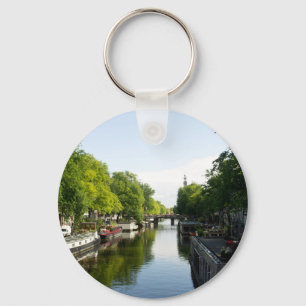 Hausboote auf dem Amsterdamer Kanal Schlüsselanhänger