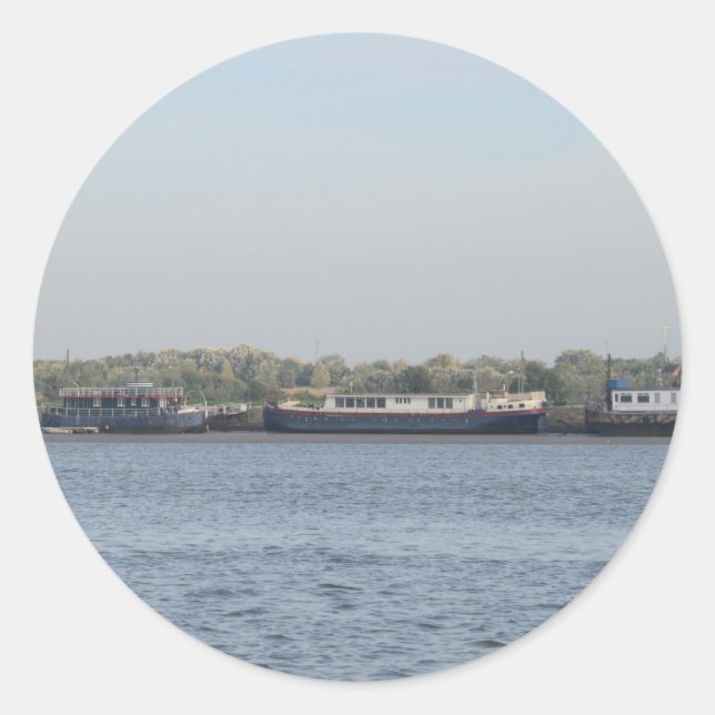 Hausboote Runder Aufkleber (Vorderseite)