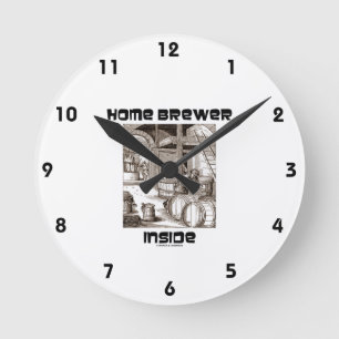 Hausbrauer innen (Holzschnitt Brauerei 16. Jahrhun Runde Wanduhr
