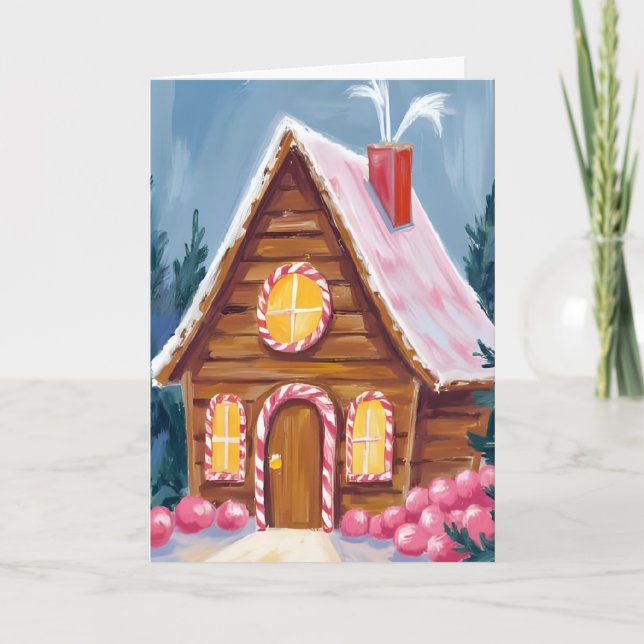 Häuschen aus Lebkuchen Pink Weihnachten (Vorderseite)
